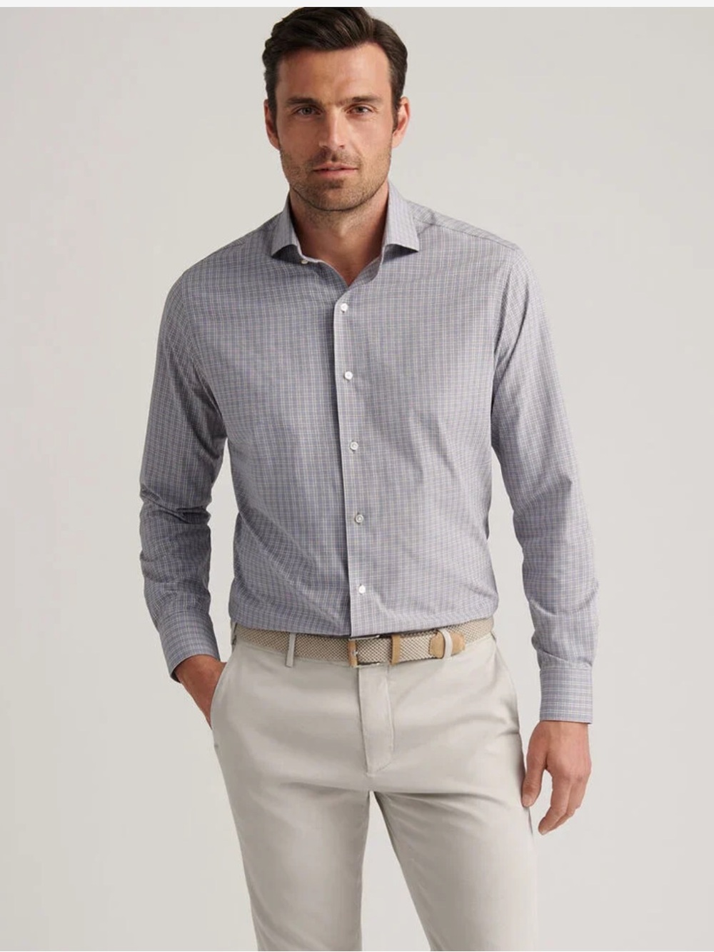 NWT Peter Millar Bechet Performance Poplin Sport Shirt: Nebula (Large)